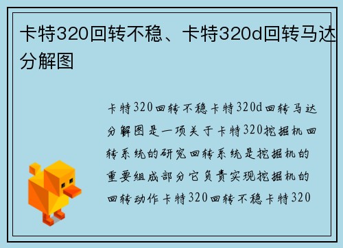 卡特320回转不稳、卡特320d回转马达分解图