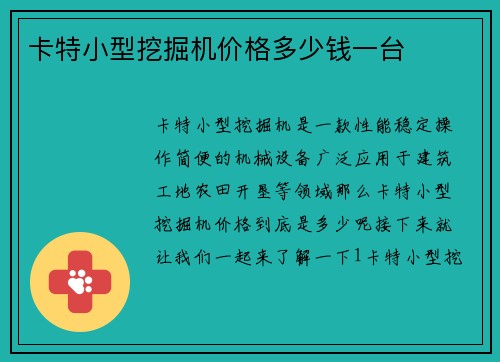 卡特小型挖掘机价格多少钱一台